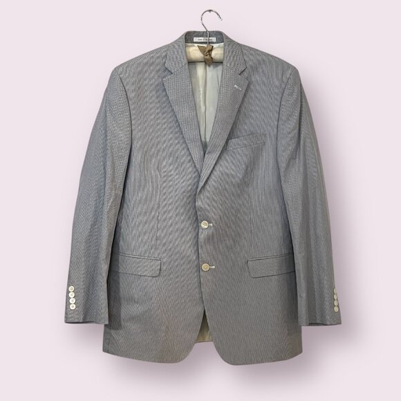 Lauren Ralph Lauren Men’s 42L Blue White Pinstripe Cotton Blazer Jacket 2 Button - Picture 1 of 11